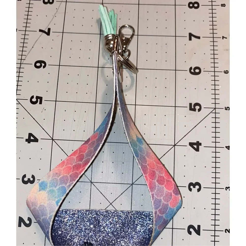 ☀️3/$9☀️ Glitter Mermaid Printed Keychain Holder with Tassel